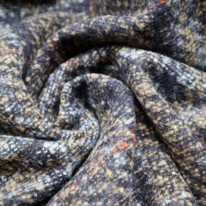 Revêtement épais 74 % laine, 18 % laine viscose, 8 pour cent Plaid en polyester marron, 150 cm de large, 480 g/m², convient aux manteaux.