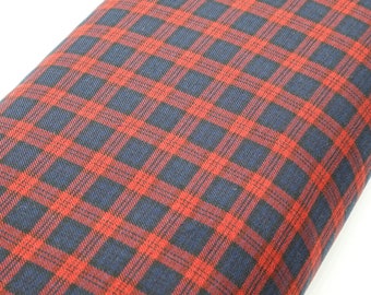 Dark Blue & Red - Polyviscose Tartan - suitable for decoration and clothing + matching thread. Tartan fabric by the yard.