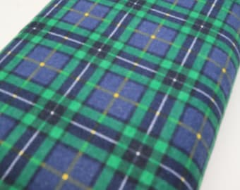 Blue, Green and Yellow Check Flannel - double sided, 100% cotton, woven fabric, brushed fabric. Soft to touch, suitable for pyjamas, shirts