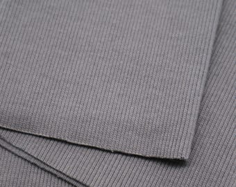 Mid Grey Cotton Rib Knit Tube - OEKO-TEX. Ribbing fabric for cuffs, waistbands and collars. Width tube 2x 38cm, weight 340gsm.