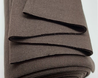Chocolate Brown Cotton Knit Tube, width tube 2 x 40cm weight 340 gsm, Waistbands. Ribbing fabric for cuffs.Knit fabric by the yard