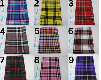 New 50 Tartan Fat Quarters - 50 cm x 70 cm, polyviscose, suitable for decorations and clothing