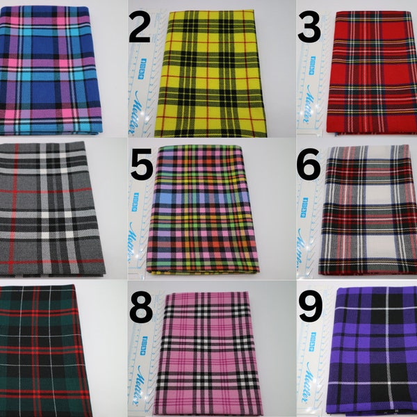 New 50 Tartan Fat Quarters - 50 cm x 70 cm, polyviscose, suitable for decorations and clothing