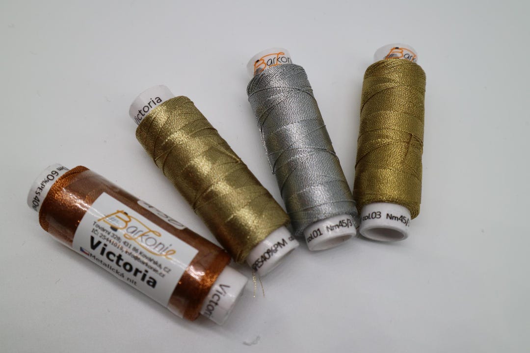 Barkonie Metallic Thread Victoria Dark Gold, Light Gold, Bronze and ...