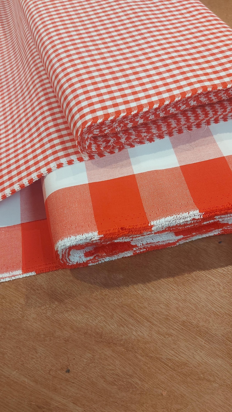 Red Gingham Calico Fabric: 100% Cotton Medium Weight image 8