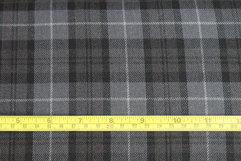 Tissu écossais gris fil assorti. Tissu écossais par mètre. Fabric 1m / 1.094yds