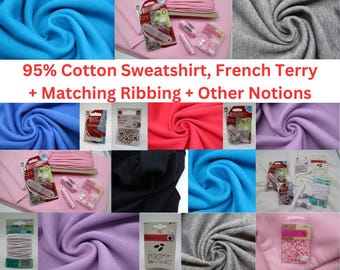 Tissu molletonné en molleton de différentes couleurs - Convient pour les sweats à capuche, les vestes et les manteaux. 95 % coton, 5 pièces pour élasthanne, largeur 180 cm, poids 310 g/m².