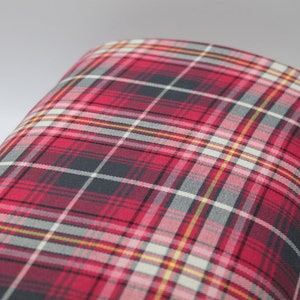 Cherry Fire - Polyviscose Tartan - suitable for decoration and clothing + matching thread. Tartan fabric by the yard.