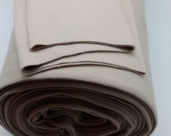 Safari Cotton Rib Knit Tube Cuffs, Waistbands, width tube 2x 38cm, weight 340gsm. OEKO-TEX. Ribbing fabric for cuffs.Knit fabric by the yard