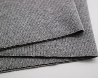 Grey Mottled Mid - Rib Knit Tube 2 x 40 cm, Weight 340 gsm, 97% cotton, 3 perc. elastan, suitable for Cuffs, Waistbands.