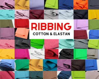 65 Colours Cotton Elastic Ribbing Knit Tube: Cuffs, Waistbands, Necklines - Ribbing fabric for cuffs. Width tube 2 x 40cm / 55.11''.