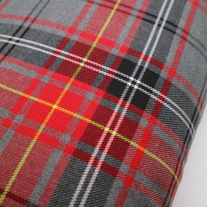 Red Fashion Tartan Fabric - Polyviscose Fabric suitable for craft and clothing + matching thread. Tartan fabric by the yard.