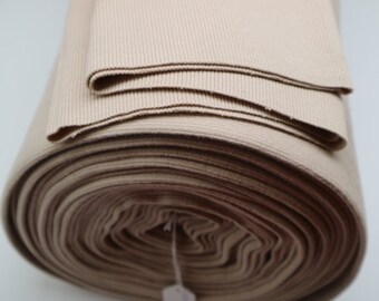Sand Rib Knit Tube 2 x 38 cm, 97% Cotton, 3 perc Elastane. Ribbing fabric for cuffs, waistbands and collars. Weight 340 gsm.