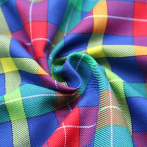Red & Yellow Tartan Fabric - Polyviscose Fabric suitable for craft and clothing + matching thread. Tartan fabric by the metre.