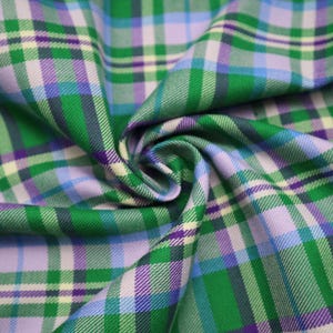 Contemporary Glasgow Tartan, Polyviscose, suitable for decoration and clothing + matching thread. Tartan fabric by the yard.