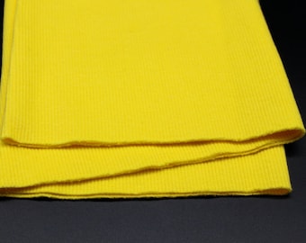 Bright Yellow - Rib Knit Tube 2 x 40 cm. Weight 340 gsm, 97% cotton, 3 perc. elastan, suitable for Cuffs, Waistbands.