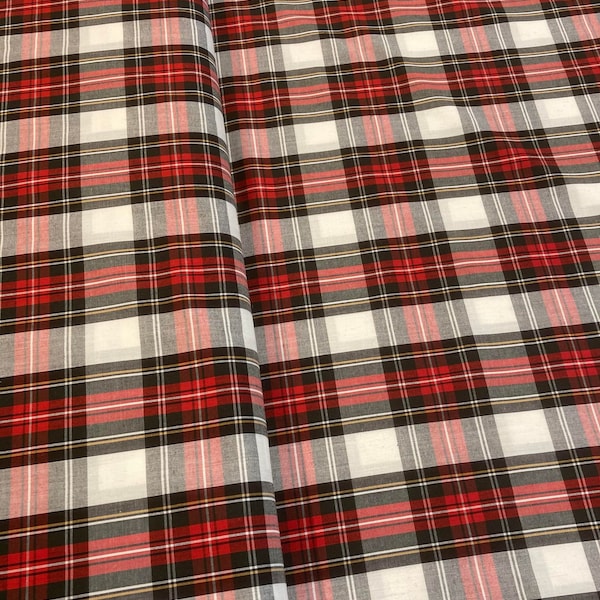 Dress Stewart Tartan Check - 65% Polyester, 35 perc Cotton. Tartan fabric by the yard.