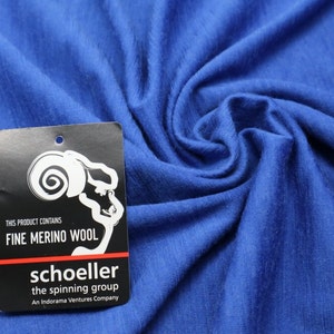 LANA MERINO Jersey blu - super fine 16,5 µm, larghezza 140 cm, peso 120 gsm, mulesing free, superwash,