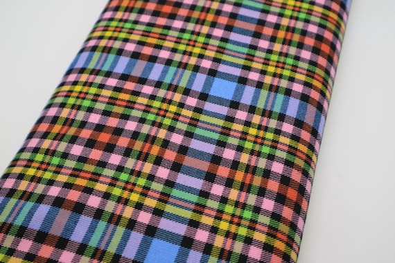 Black Rainbow Tartan, Polyviscose, Suitable for Decoration and