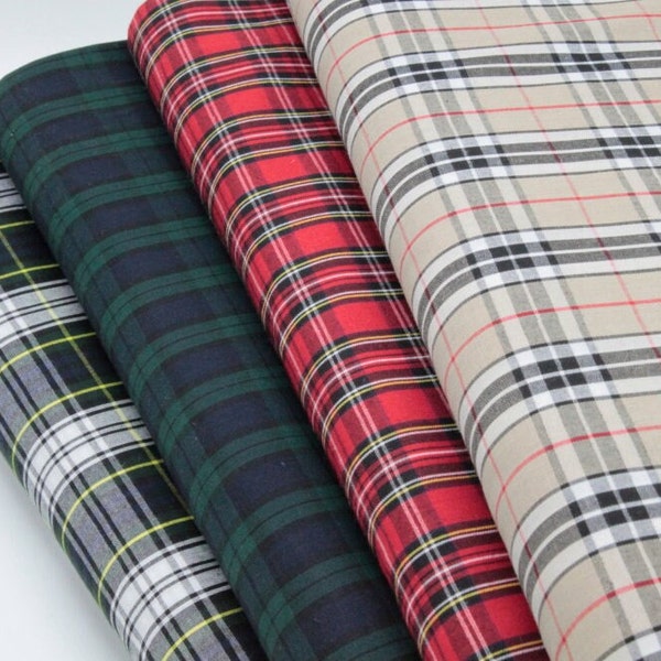 Tartan Fabrics - 65% Polyester, 35 perc Cotton, width 148 cm/58'', weight 115 gsm, tartan fabric by the yard.