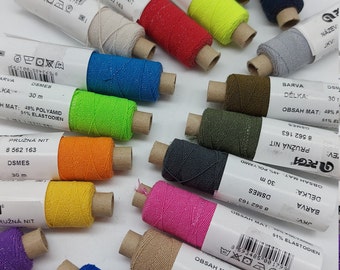 Shirring Elastics - Black, White, Red, Green and other colours; 30 m on a reel, thickness of thread - 0.5 mm. Elastic thread for sewing.