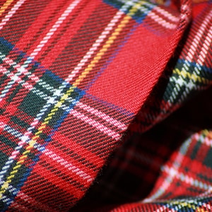 Red Royal Stewart Tartan Fabric + matching thread. Tartan fabric by the yard.