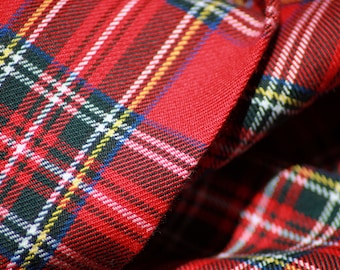 Red Royal Stewart Tartan Fabric + matching thread. Tartan fabric by the yard.