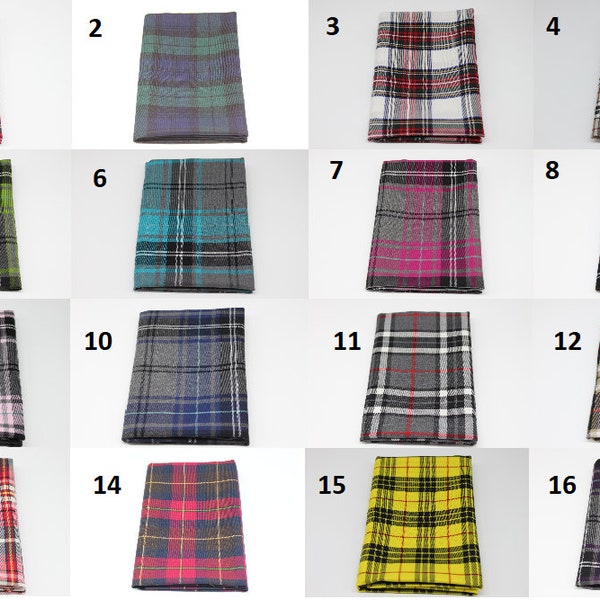 47 Tartan Fat Quarters - 50 cm x 70 cm, polyviscose, suitable for decorations and clothing