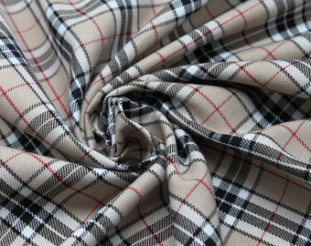 Caramel Thompson Tartan Fabric - Polyviscose Fabric suitable for craft and clothing + matching thread.