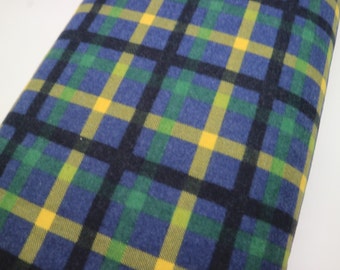 Black, Yellow and Green Check Flannel - double sided, 100% cotton, woven fabric, brushed fabric. Soft to touch, suitable for pyjamas, shirts