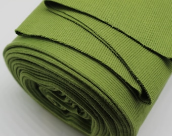 Moosgrüner Baumwollrippstrickschlauch , Breite Schlauch 2x 40 cm Bündchen & Bund - OEKO-TEX. Bündchenstoff für Bündchen. Gewicht 340g/qm.