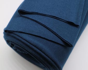 Coral Blue Cotton Rib Knit Tube, width tube 2 x 38cm, Cuffs, Waistbands, Necklines. Ribbing fabric for cuffs. Weight 340gsm.