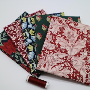 William Morris fabric II. Colours Fat Quarter Pack - 5 x pieces and matching thread,