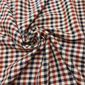 Brown Beige Tartan Fabric: Polyviscose Check, Clothing & Decor
