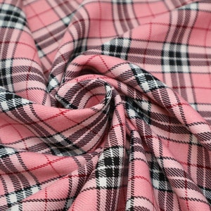 &quot;Pink Thompson Style Tartan Stoff - Polyviscose Stoff geeignet für Handwerk und Kleidung + passender Faden.&quot; Schottenkaro Stoff Meterware.