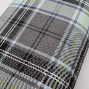 Light Blue Tartan Polyviscose Fabric: Craft & Clothing Material