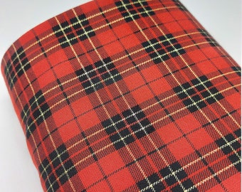 Total Red with Lurex - Polyviscose Tartan - suitable for decoration and clothing + matching thread. Tartan fabric by the yard.