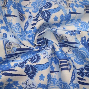Tela de patchwork de algodón LIBERTY - Colección Garden Party - Blue Garden Follies, ancho 110 cm / 43'', peso 146 g/m², adecuada para manualidades