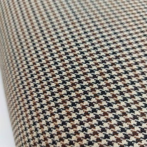 Brown Tartan Houndstooth, Polyviscose, suitable for clothing, decoration, soft furnishing + matching thread. Tartan fabric by the yard.