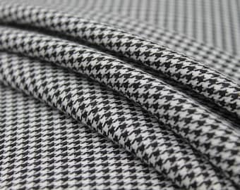 Wyke Black & White Tartan 6x6, Polyviscose, suitable for clothing, decoration, soft furnishing + matching thread. Tartan fabric by the yard.