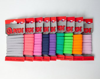 Coloured Flat Elastics - Width 6.6 mm, 5 metres on a card