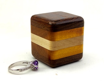 Wood engagement ring box. Unique wedding box . Wooden ring case for proposal.