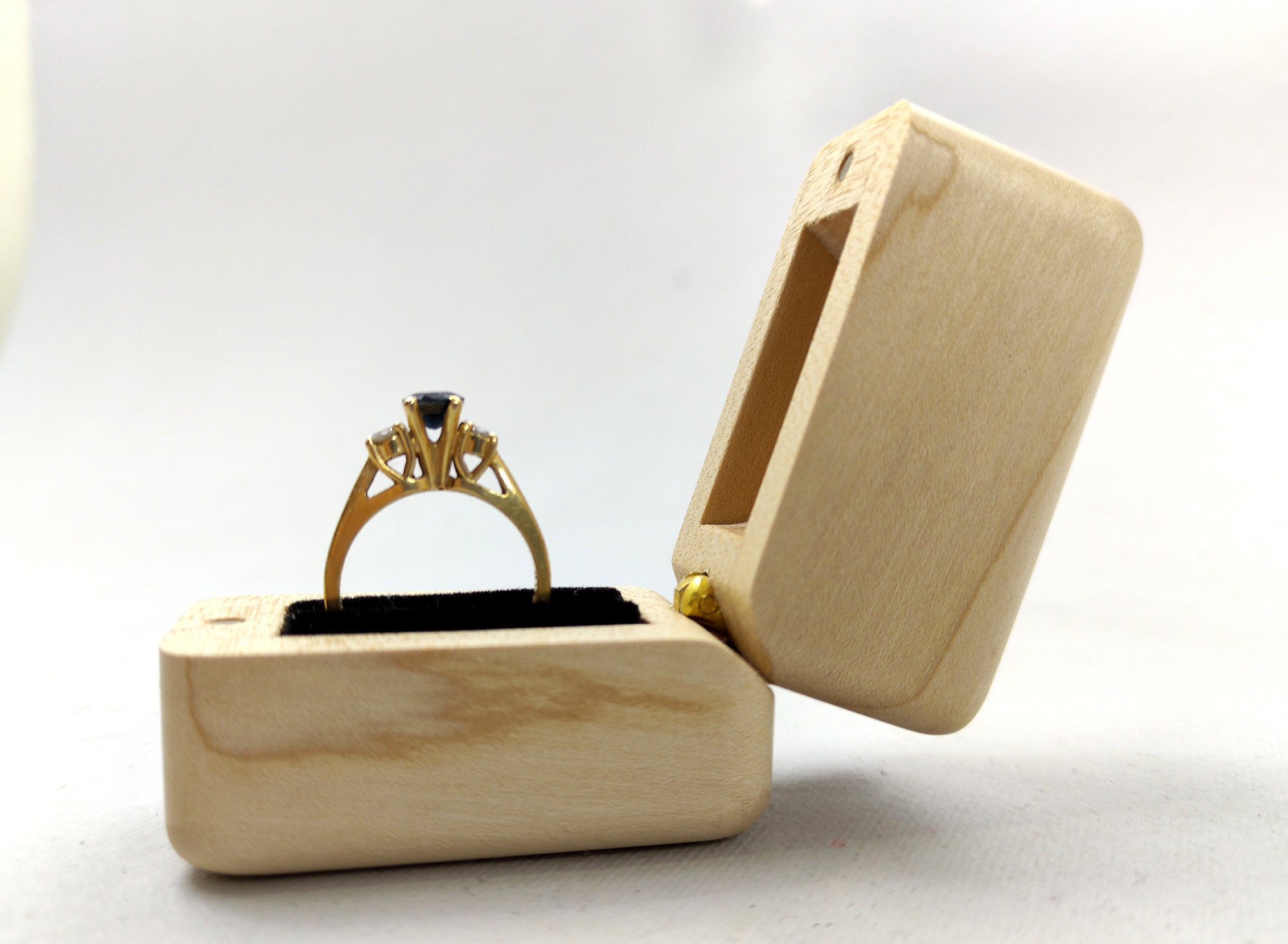Caja delgada del anillo del compromiso de madera Caja del Etsy Caja delgada del anillo del compromiso de madera Caja del Etsy