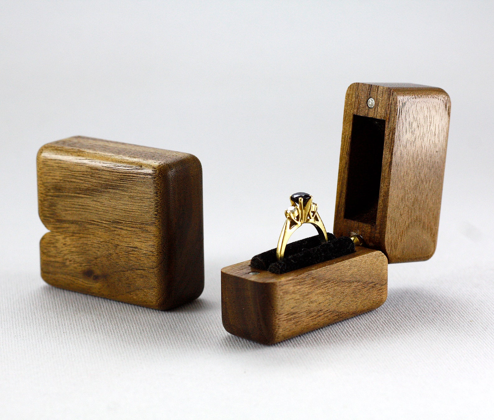 Slim wooden engagement ring box Wedding ring box Rustic ring Etsy