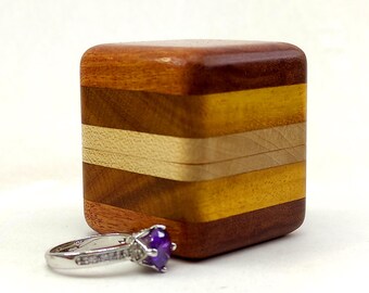 Wooden ring box engagement. Compact wooden proposal ring case. Unique ring holder ideas.