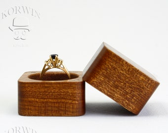 Wood engagement ring box. Wooden proposal ring holder high quality. Luxury ring bearer box for wedding.