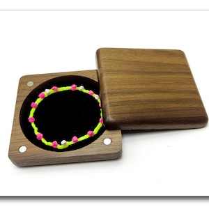 High quality wood bracelet box. Handmade storage jewelry box. Walnut box for storing earrings, bracelets, necklaces.