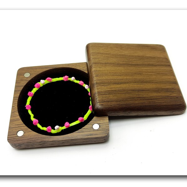 Elegant wood bracelet box. Handmade storage jewelry box. Walnut box for storing earrings, bracelets, necklaces.