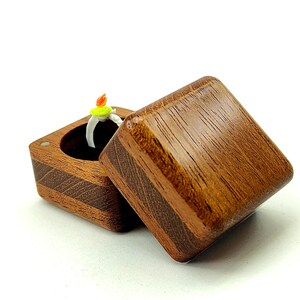 Elegant engagement ring box for proposal. Luxury ring bearer box for wedding. Unique wooden ring box.