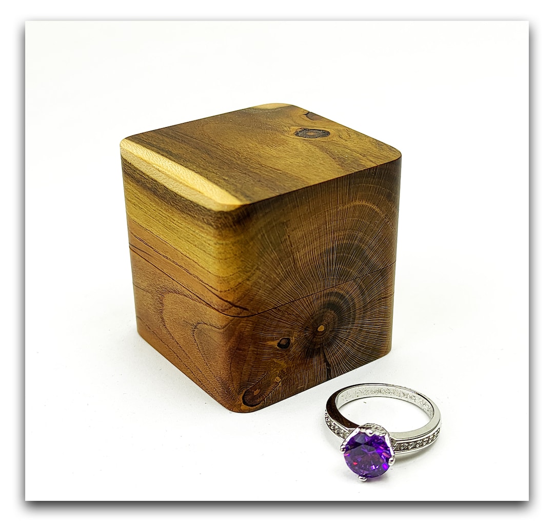 Unique Engagement Ring Box. Wood Proposal Ring Box From Solid Apricot